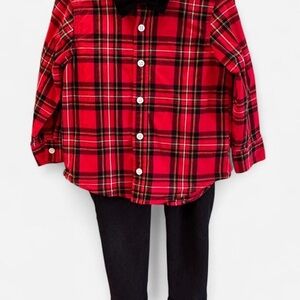 3T Red Plaid Kids Button Down Shirt with Bow Tie Pants Set toddler boy holiday